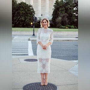 Alexis natural white lace dress size Large.